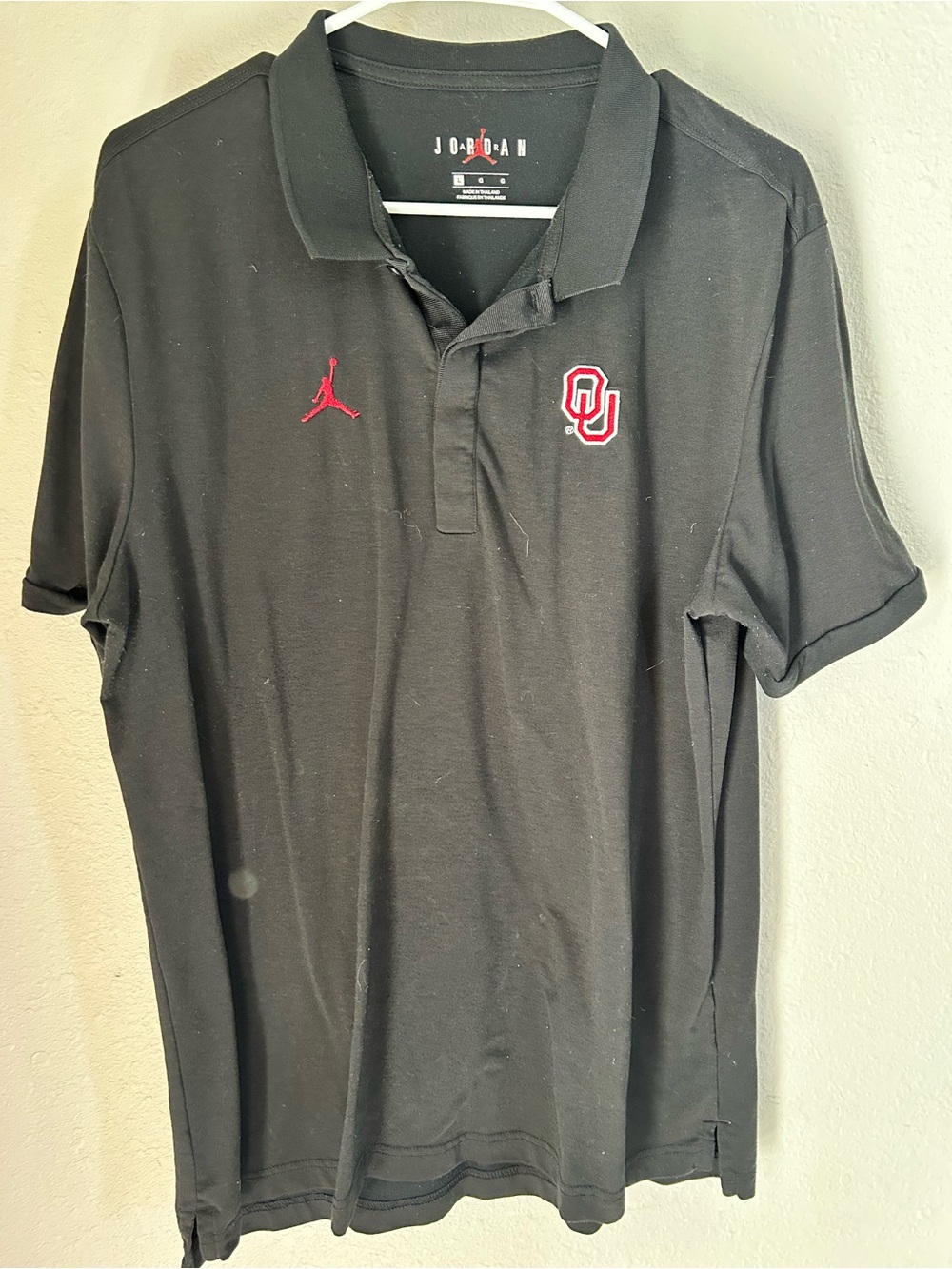Jordan Black Polo with Red Jumpman and OU Logo